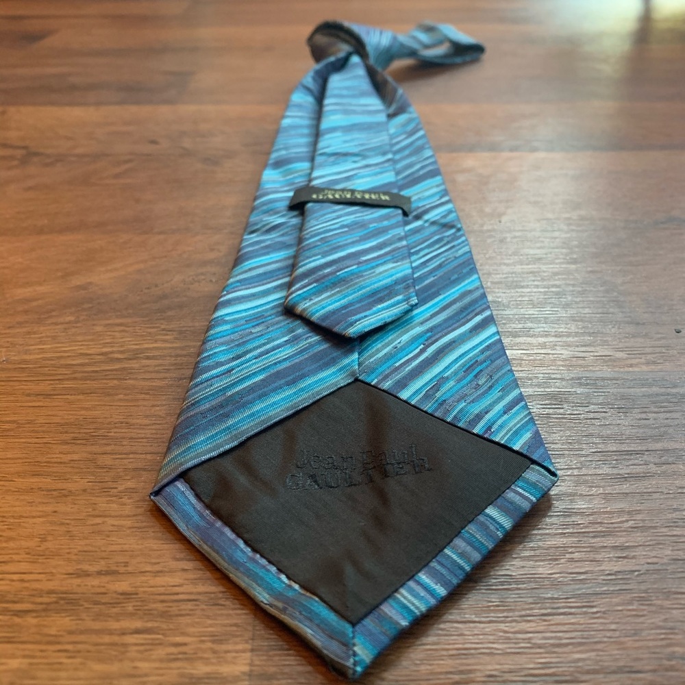 (SOLD) Jean Paul Gaultier Blue Striped Tie - Picture 8 of 8